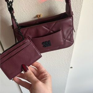 Steve Madden Quilted Burgundy Shoulder Bag with Cardholder